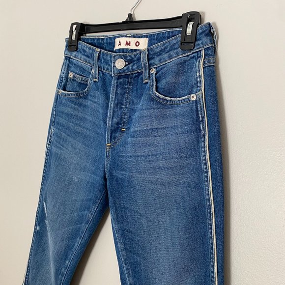 AMO Babe in Old School High Rise Ankle Distressed Jeans Side Piping size 26 - Picture 6 of 8